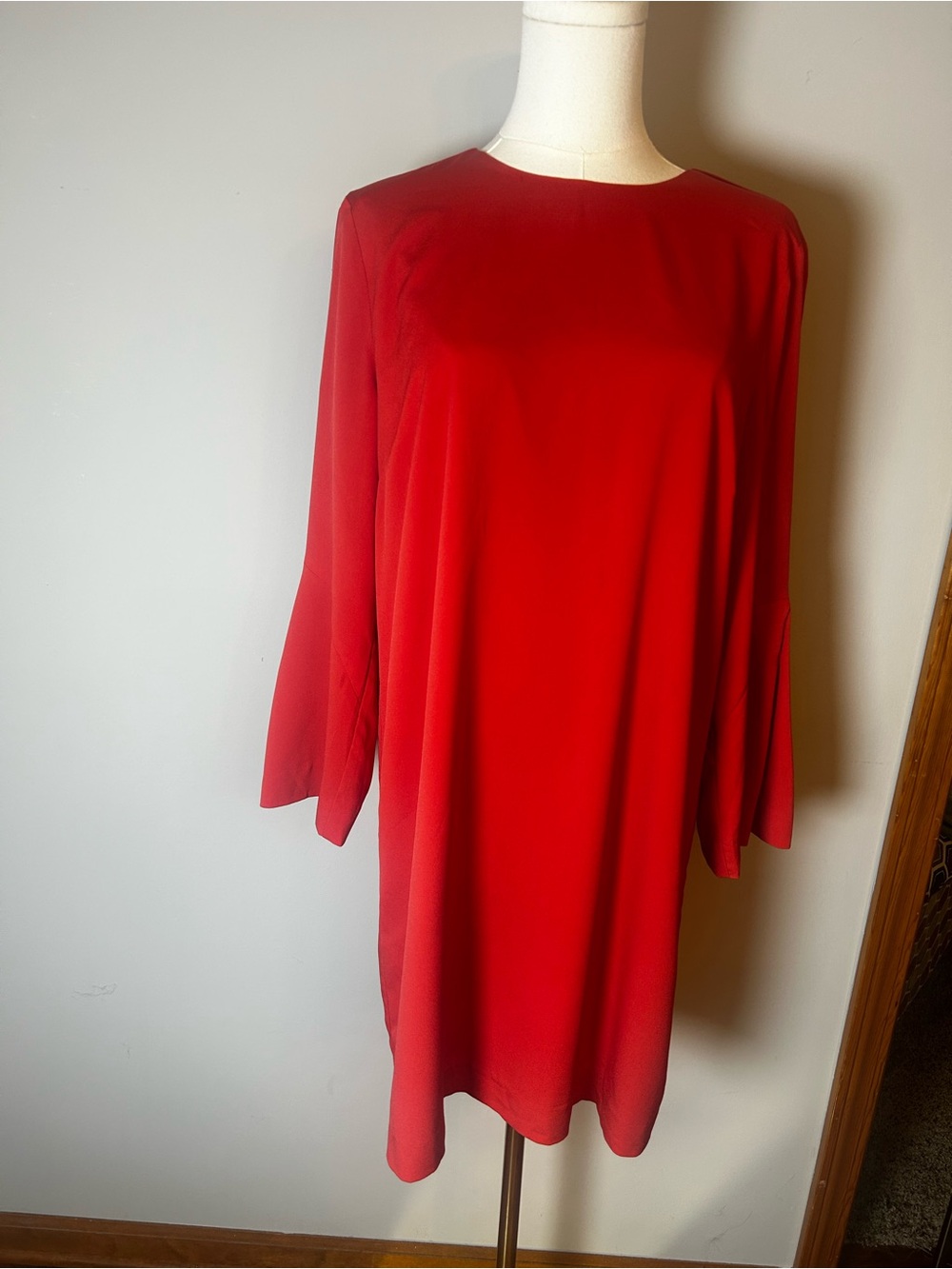 Banana Republic Red Long-Sleeve Shift Dress